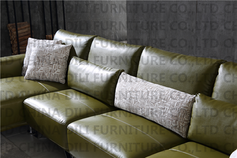 Modern living room real leather sofa L shaped sofa