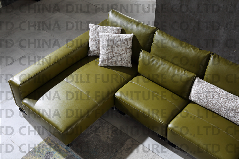 Modern living room real leather sofa L shaped sofa