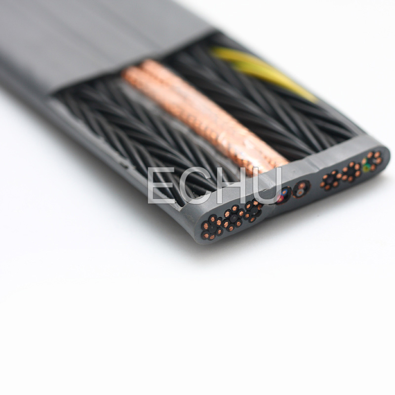 Bare Copper Shielded Flat Traveling Cable for Elevator TVVBP TVVBPG 2407522P075