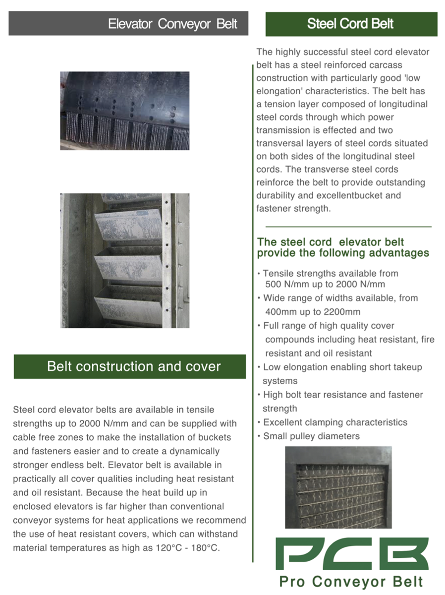 Bucket Elevator Rubber Conveyor Belt