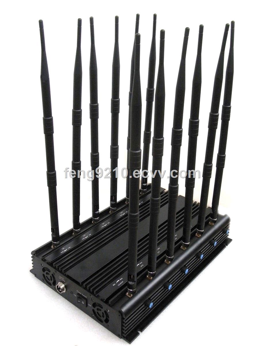 Stationary 12 antenna jammer for All 3G 4G Cellphone Car Remote Control VHFUHF Radio GPS WiFi jammer 12 band