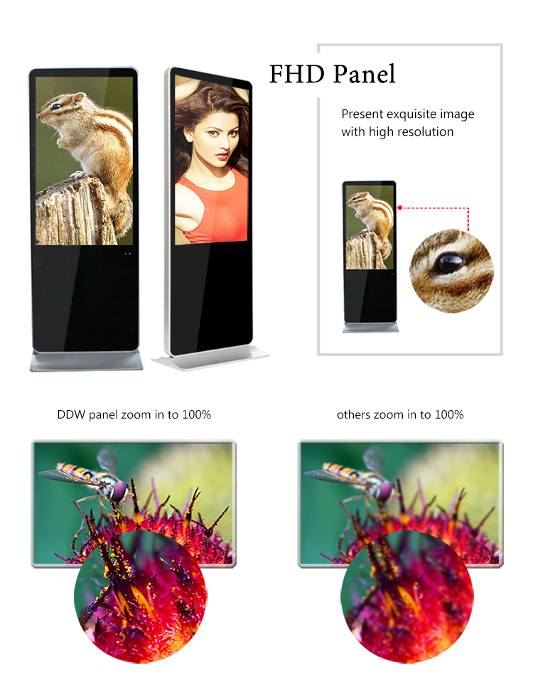 42 inch fhd floor stand indoor advertising LCD digital display with android systempc all in one screen