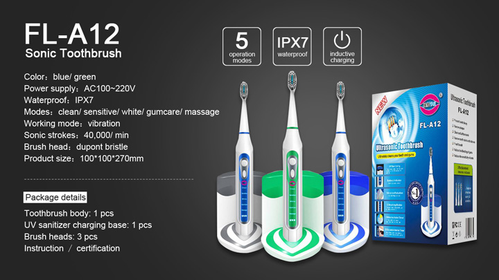 Rechargeable Sonic Electric Toothbrush with UV Sanitizer