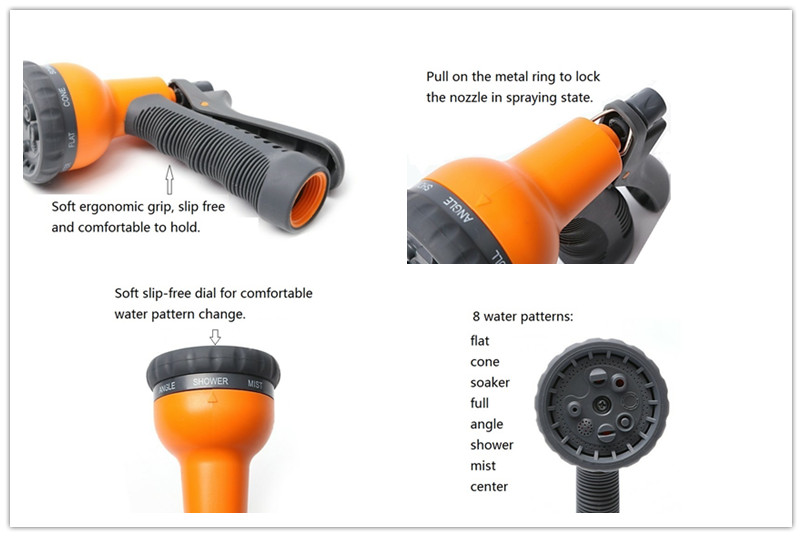 8pattern plastic water nozzle set w quick connectors