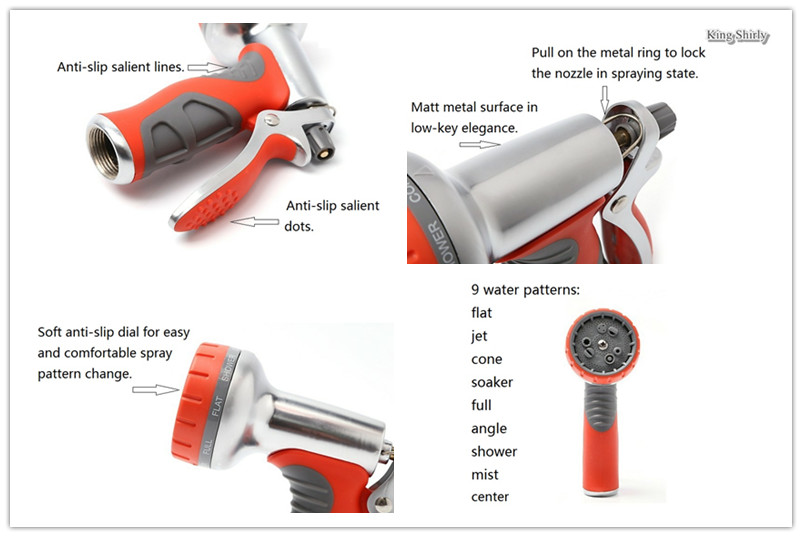 9pattern metal water nozzle garden watering cleaning