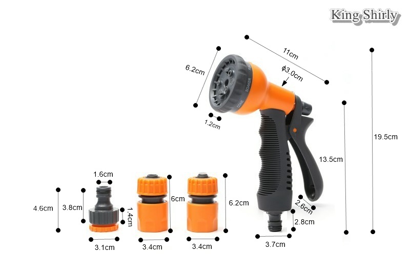 8pattern plastic water nozzle set w quick connectors