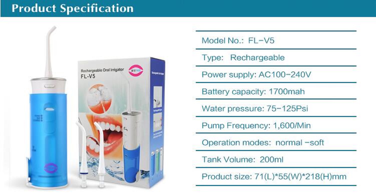 CE approved rechargeable dental oral irrigator