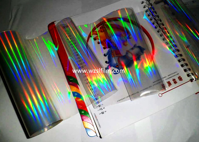 15mic seamless transparent pet holographic rainbow film suit for uv pringing and paperboard lamination