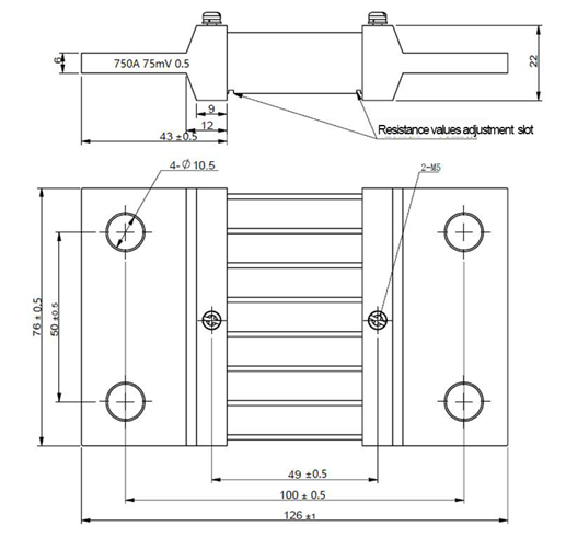 FL2T style thermal shunt 750 amps 75mv a passive twoterminal electrical for Electric Ammeter