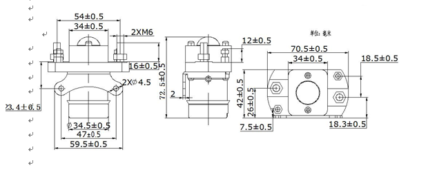 Hot Sale Electromagnetic 100HB 4848BW bridge normal open unicoil rate current 100a dc low voltage current