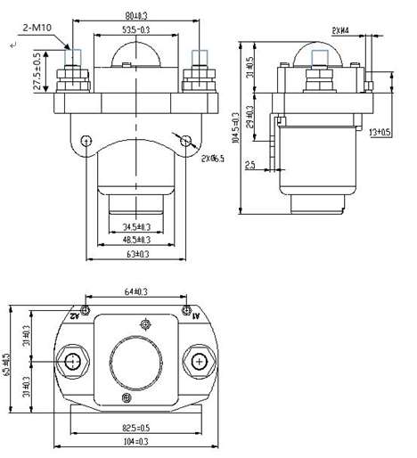 Hot product 400HB 4848BW bridge double coil contacts 400A Magnetic DC Power Contactor 12V 24V 48V DC coil rated