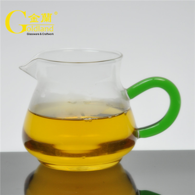 clear tea cups glass tea mugs with green handle