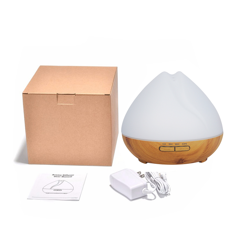 Electric Room Wood Grain Mist Humidifier Essential Oils Aroma Diffuser with Led Lights