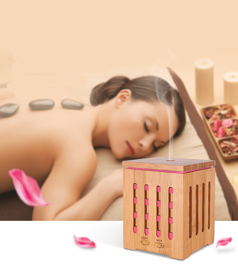 Natural Bamboo Essential Oil Diffuser Ultrasonic Aromatherapy Auto Shut Off 200ml