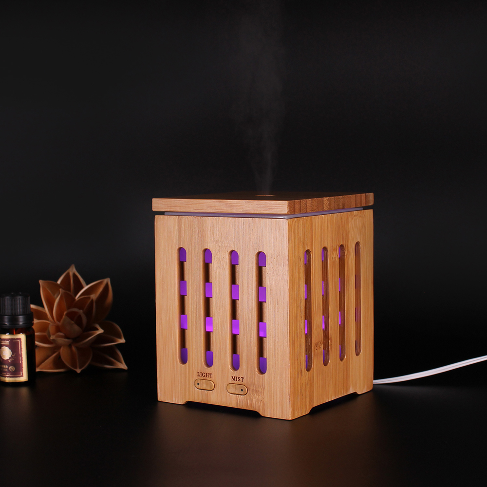 Natural Bamboo Essential Oil Diffuser Ultrasonic Aromatherapy Auto Shut Off 200ml