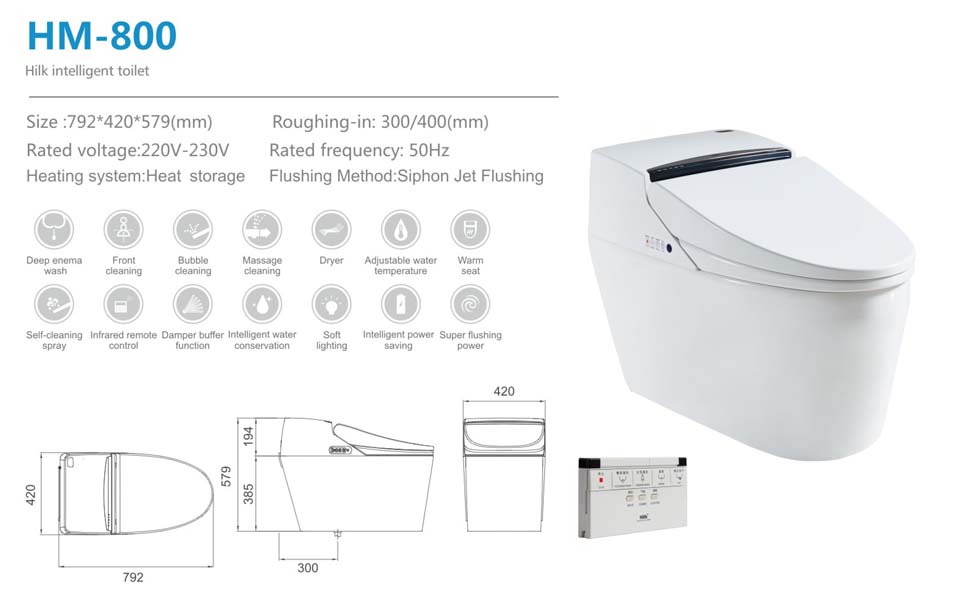 HM800 Elite Washdown automatic cleaning Smart lavatory nightstool with floor mounted