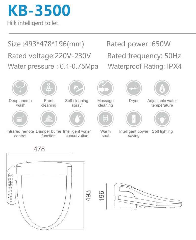 KB3500 bide inodoro inteligente 493478196 intelligent smart lavatory seat bidet KB3500 bide inodoro inteligente 493478196 intelligent smart lavatory seat bidet