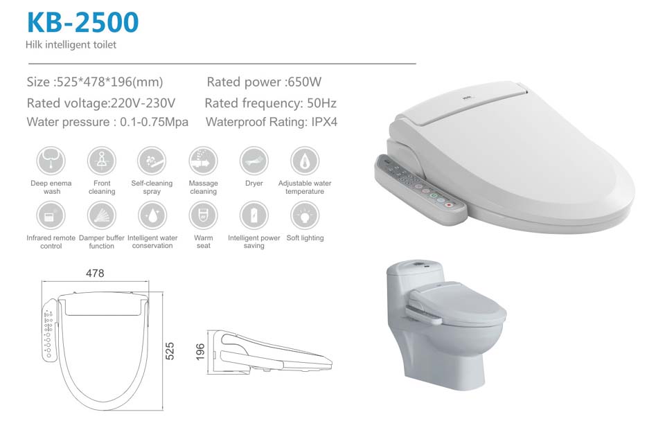 Hilk2500 Elongated intelligent Smart Toilet Seat bidet 525478196