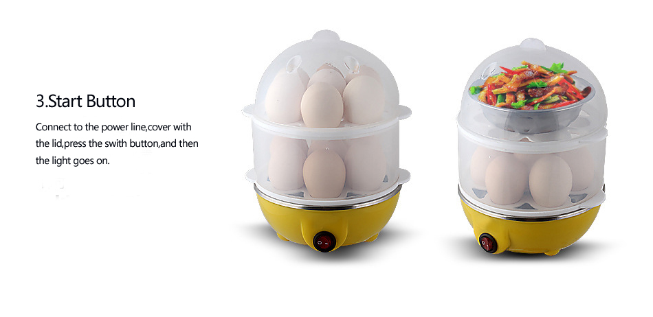 Electric Egg Cooker Egg Boiler Poacher Maker Steamer Double Layer for 14 Capacity with Auto Shut off