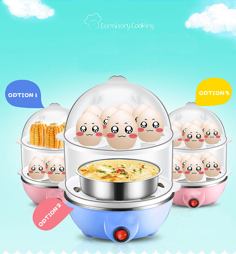 Electric Egg Cooker Egg Boiler Poacher Maker Steamer Double Layer for 14 Capacity with Auto Shut off