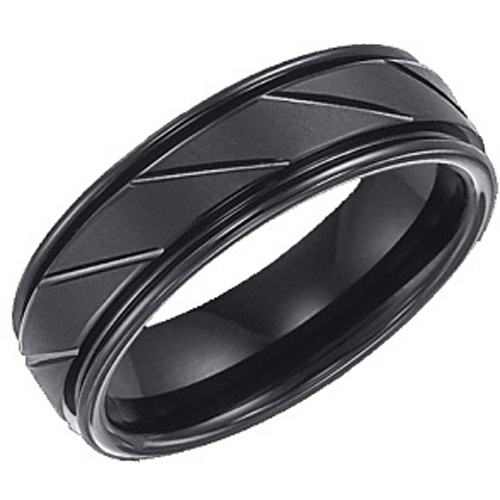 Black Tungsten Carbide Wedding Band Ring