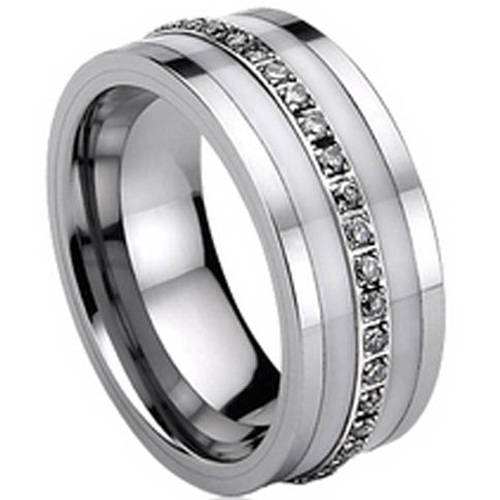 Tungsten Carbide Eternity Ring With Ceramic and Cubic Zirconia