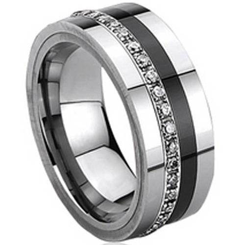 Tungsten Carbide Eternity Ring With Cubic Zirconia and Ceramic