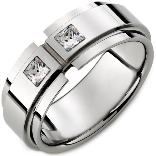 Tungsten Carbide Ring With Cubic Zirconia