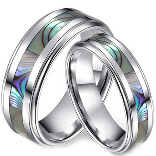 Tungsten Carbide Ring With Shell Inlays