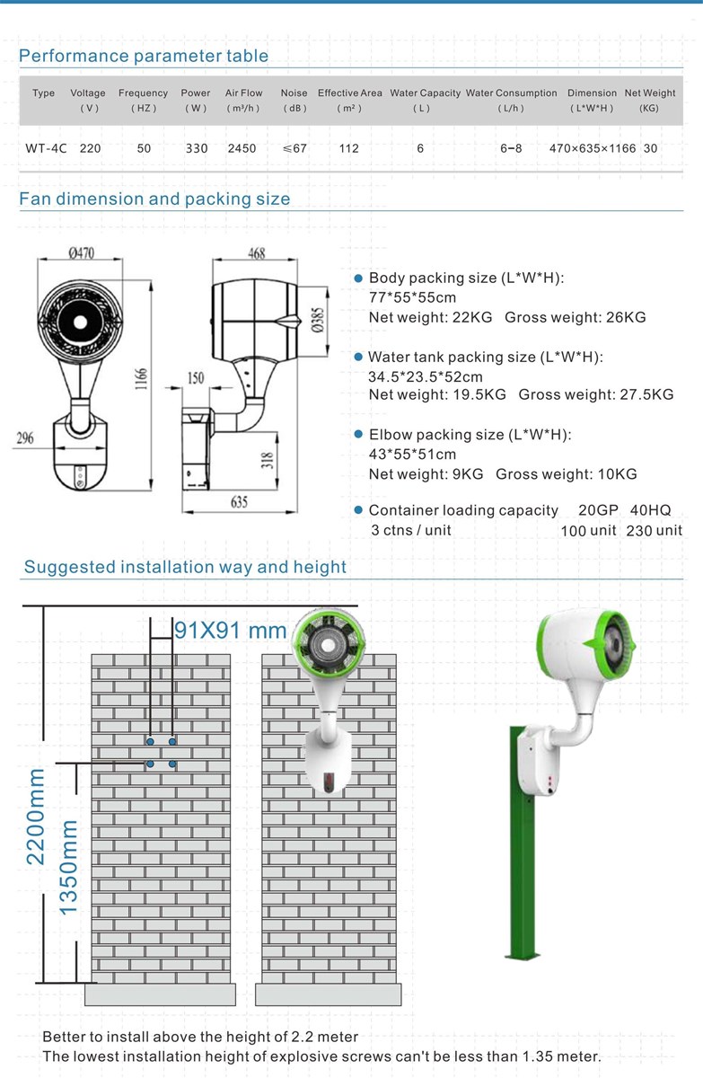 2018 New Hot Selling Water Mist Fan Wall Pedestal Misting Humidifier Fans Fog System for Garden