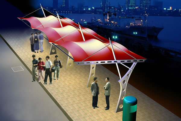 China suppliers new UV proof bus stop parking hotdip tensile membrane structure carport shade