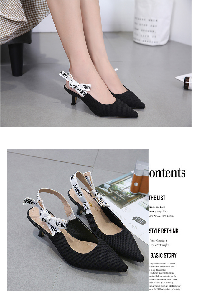 Middle heel Thin and pointed sandals bow tie casual shoes Highheeled Outdoor Comfortable womens shoes nude Apricot bla