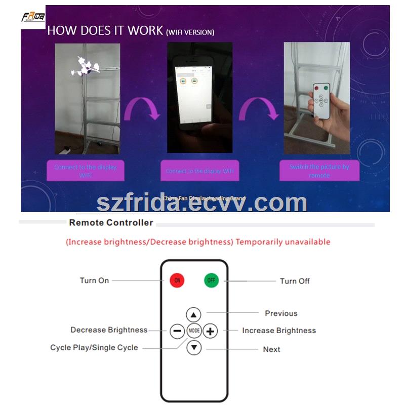 3D Hologram LED Fan 4 Blade 4360100cm Holographic Projector Advertising Display with WiFi APP Control