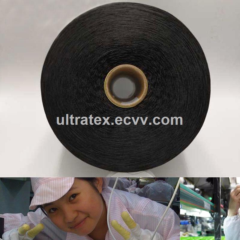 Black Carbon Conductive Nylon Filaments 40d6f Twisting with 75D Black DTY Polyester Filaments ESD Fabrics Gloves