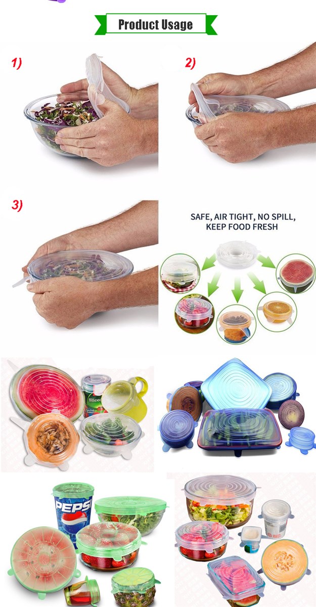 Reusable 6 Pack Silicone Stretch Lids