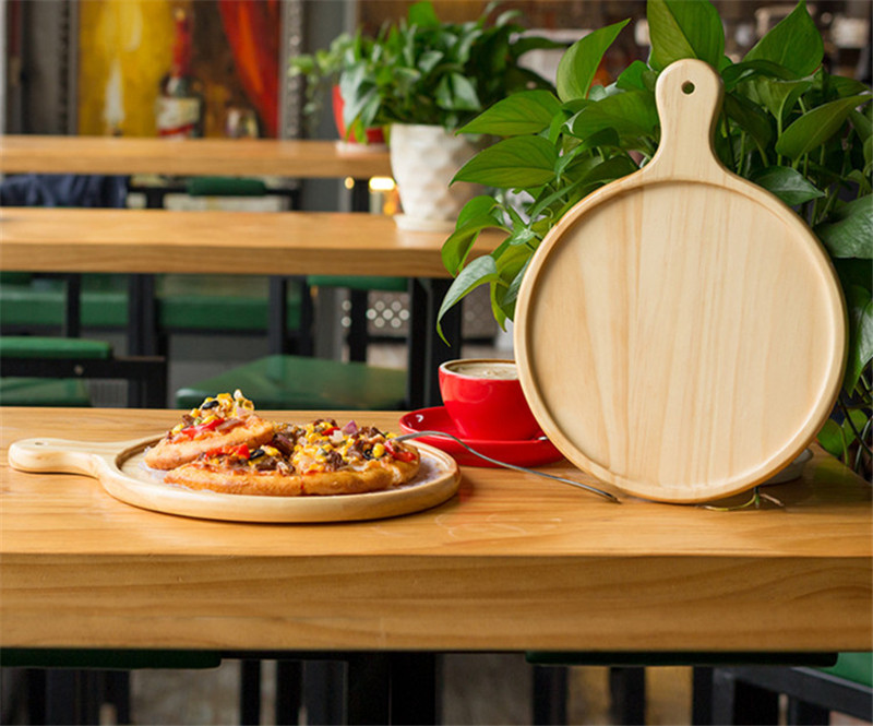 Best Selling Ecofriendly Safe Natural Handmade 6 inch to 12 inch Wooden Pizza Serving Tray