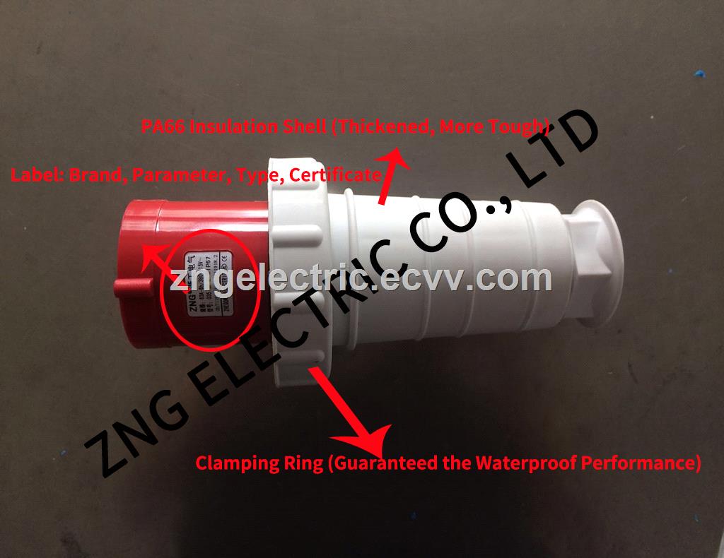 Waterproof IP67 Industrial Plug 63A 3PPE