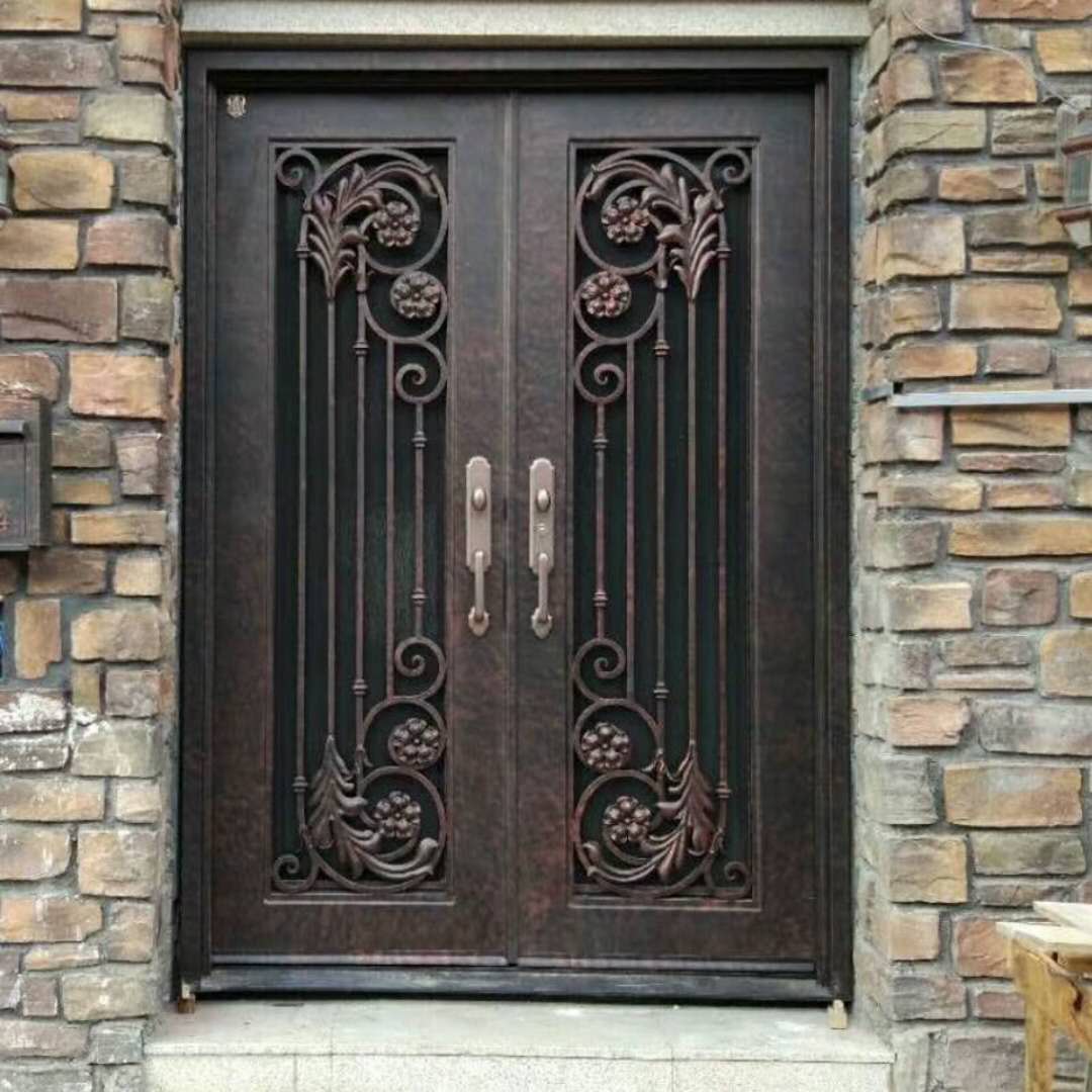 Chinese handforged wrought iron doors EBD072B Security steel doors Customize entry doors