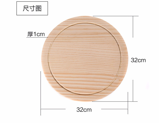 Factory Wholesale Ecofriendly Natural Safe Handmade Wood Pizza Board Bread Board Diameter 32cm