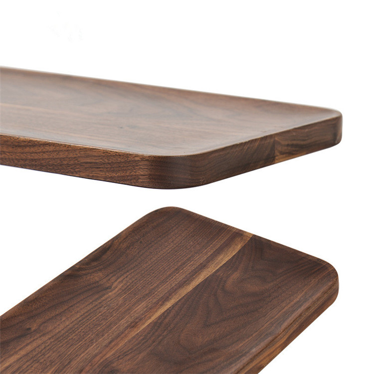 Hot Selling Ecofriendly Natural Safety Handmade Black Walnut Wooden Rectangle Breakfast Dishes Tray