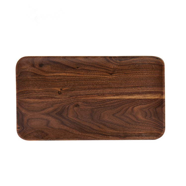 Hot Selling Ecofriendly Natural Safety Handmade Black Walnut Wooden Rectangle Breakfast Dishes Tray