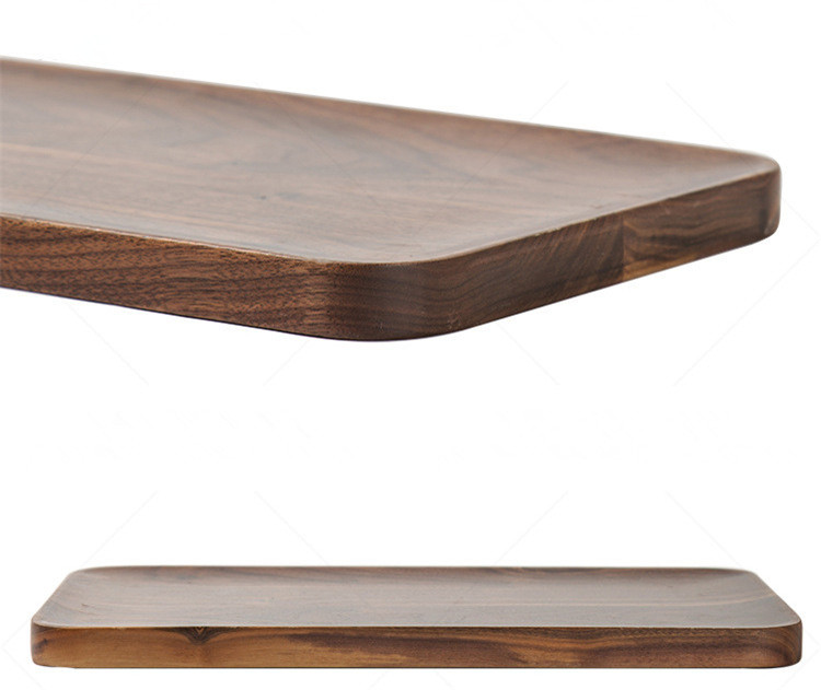 Hot Selling Ecofriendly Natural Safety Handmade Black Walnut Wooden Rectangle Breakfast Dishes Tray