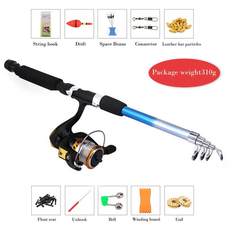DEUKIO Fishing Rod Sets Junior Fishing Tackle Accessories With Fish Tackle Set Retractable Rod Combo Metal Reel