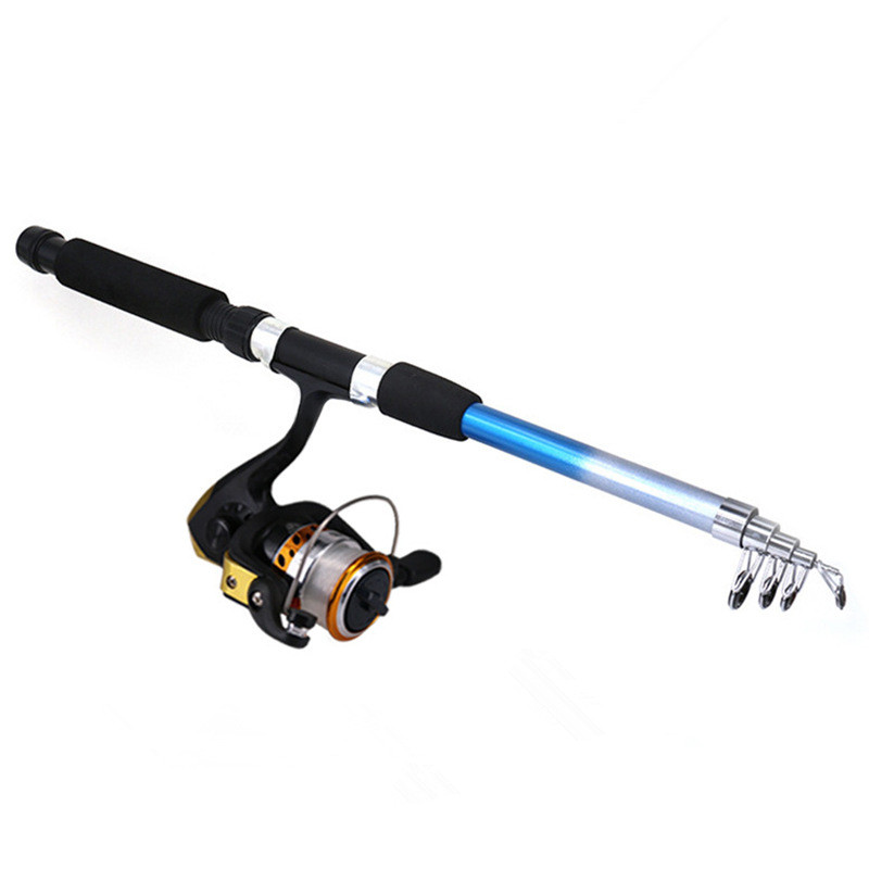 DEUKIO Fishing Rod Sets Junior Fishing Tackle Accessories With Fish Tackle Set Retractable Rod Combo Metal Reel