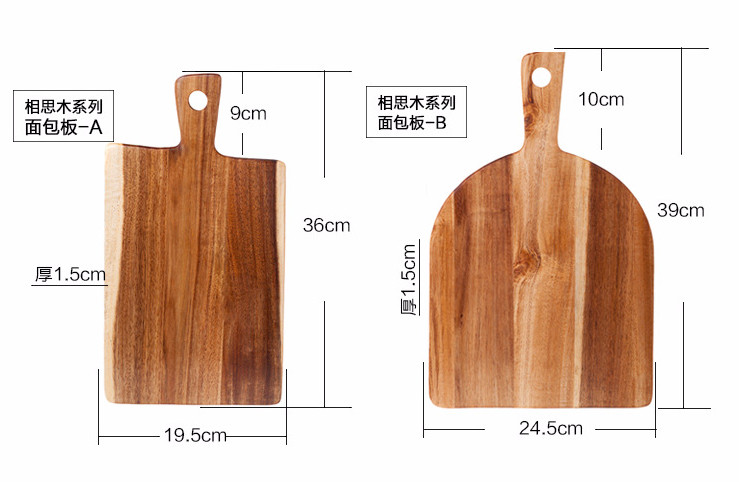 Hot Sell Ecofriendly Safety Nature Handmade Acacia Wood Bread Board for Kitchen Cutting Board