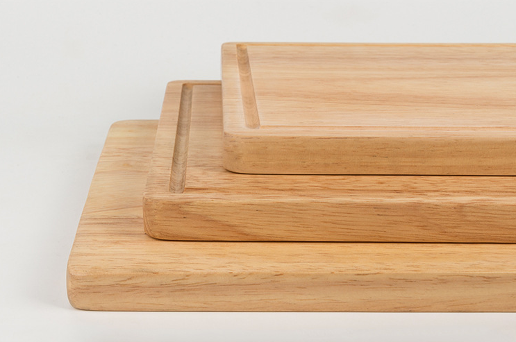 Hot Sell Ecofriendly Safety Nature Handmade MultiFunctional Rectangle Rubber Wood Serving Tray