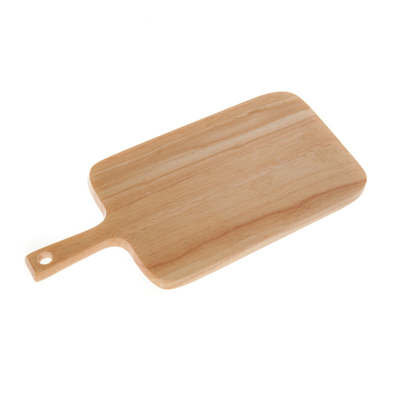 Factory Wholesale Ecofriendly Safety NaturalHandmade Rubber Wood Food Serving Tray with Handle