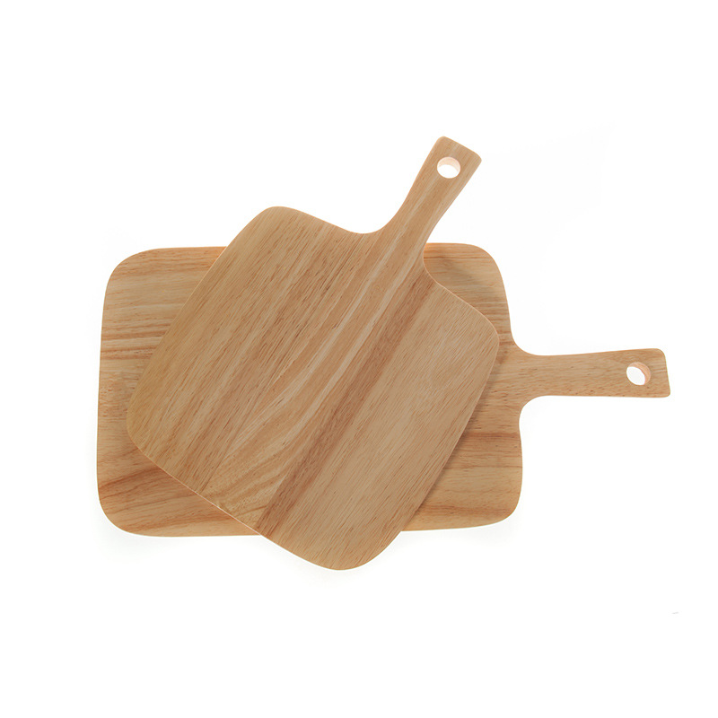 Factory Wholesale Ecofriendly Safety NaturalHandmade Rubber Wood Food Serving Tray with Handle