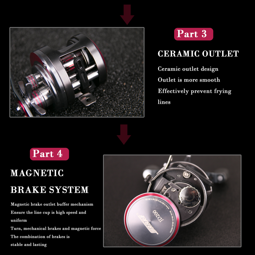 DEUKIO JD200R Bait Casting Fishing Reel 71 BB Trolling Brake System Drum Wheel Saltwater Sea Fishing Reel