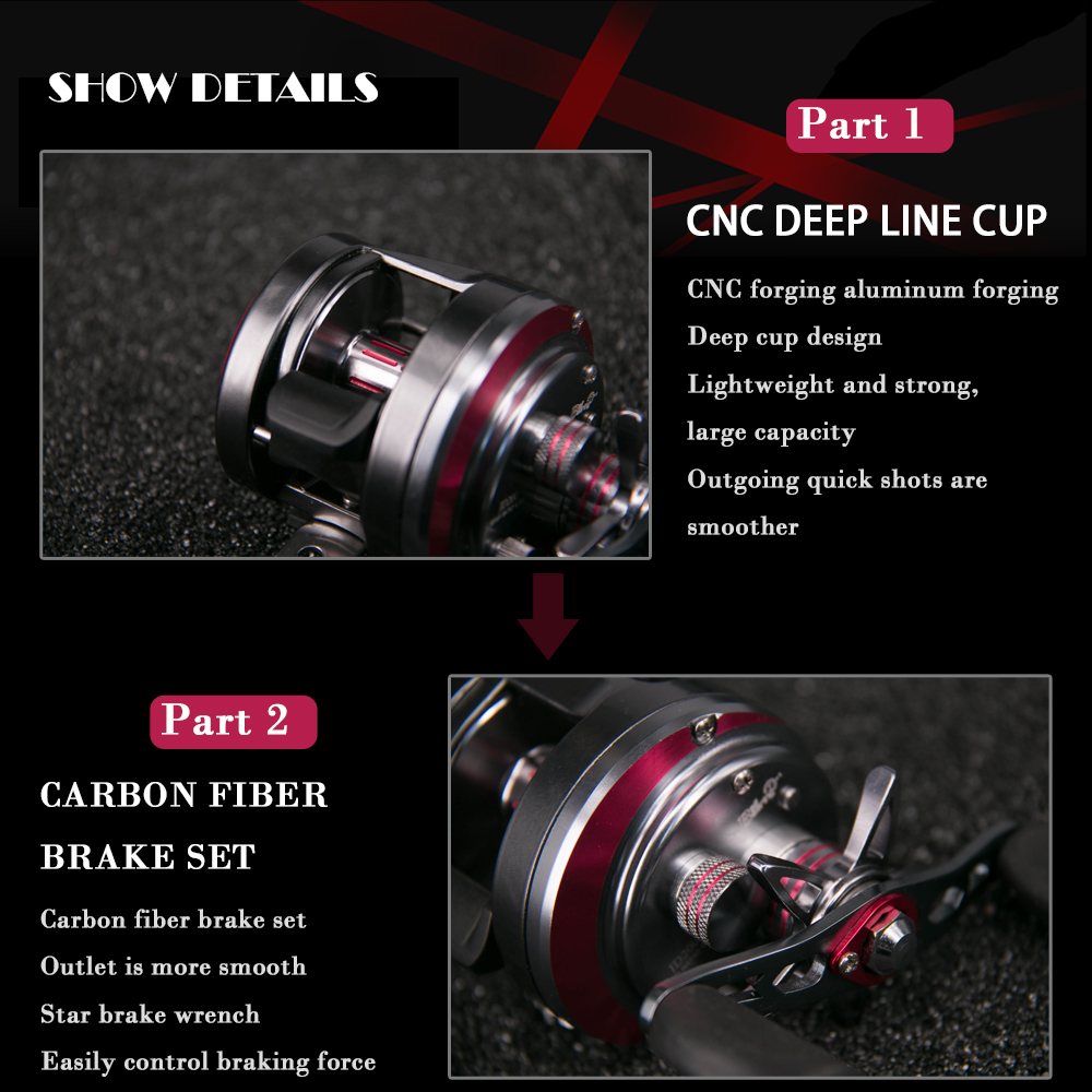 DEUKIO JD200R Bait Casting Fishing Reel 71 BB Trolling Brake System Drum Wheel Saltwater Sea Fishing Reel